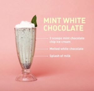 mint white chocolate milkshake