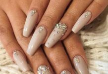 Baddie Simple Coffin Nails With Rhinestones