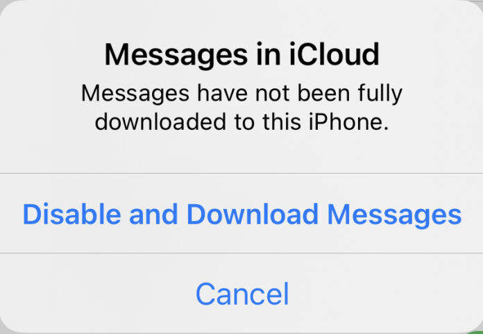 iCloud Paused Message