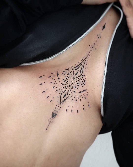 Mandala under breast design tattoo