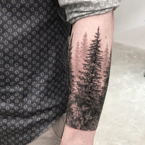 Pine Tree Silhouette Tattoo