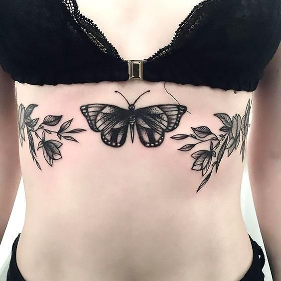 Butterfly design Breast Tattoos