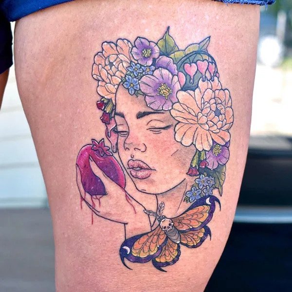 Tattoo of Persephone and a Death Moth