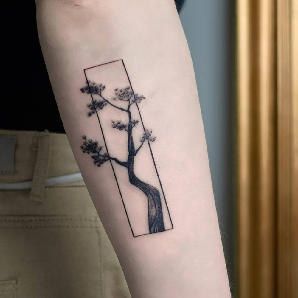 Japanese tattoo of a pine tree